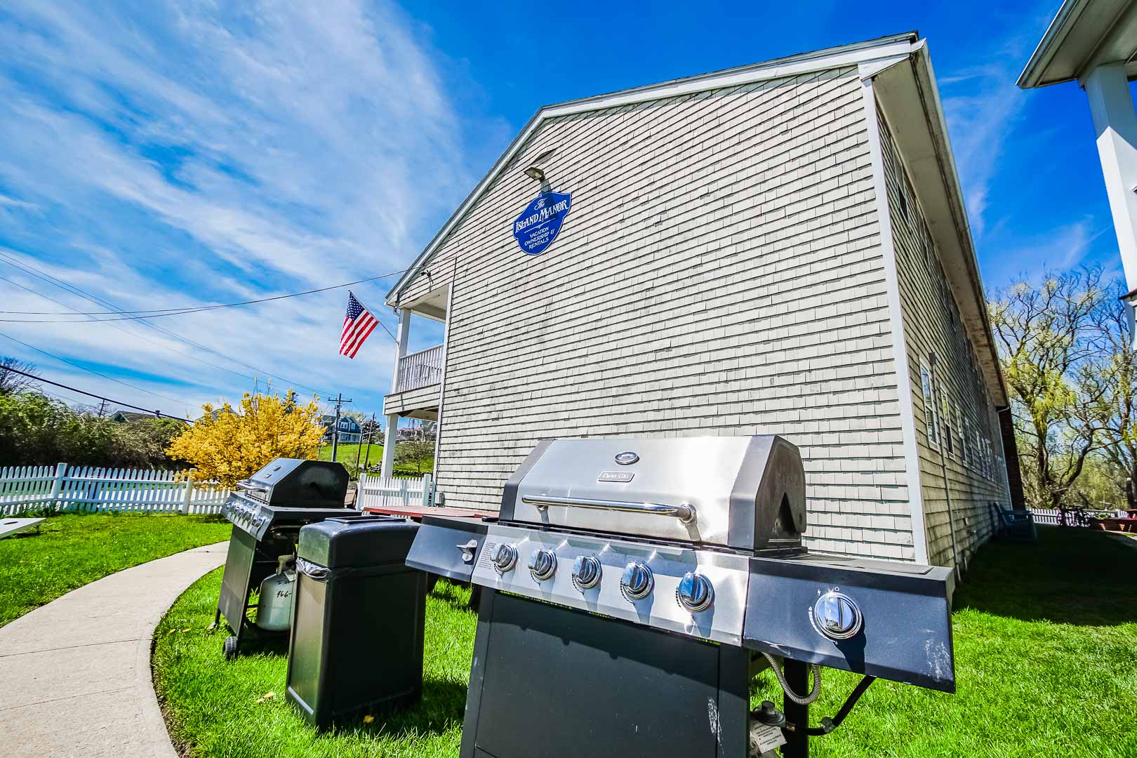 Convenient BBQ grills available at VRI's Island Manor Resort in Rhode Island.